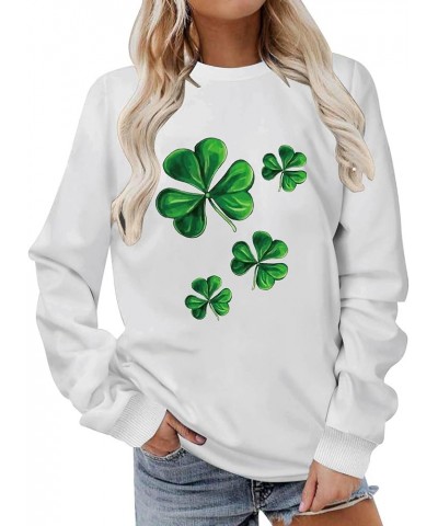 Women's Saint Patricks Day Shirt Irish Lucky Shamrock Funny Print Sweatshirt Long Sleeve Casual Trendy Pullover G24 White $10...