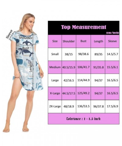 Women's PJ Nightshirt, Short Sleeves Nightgown Sleepwear Lingerie Sleep Dress(S-2XL) Multi 14 $16.23 Sleep & Lounge