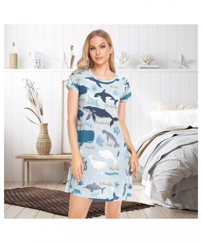 Women's PJ Nightshirt, Short Sleeves Nightgown Sleepwear Lingerie Sleep Dress(S-2XL) Multi 14 $16.23 Sleep & Lounge