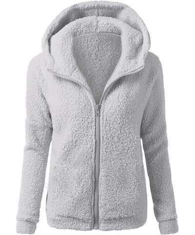 Women's Sherpa Fleece Jacket Plus Size Hooded Winter Warm Teddy Coat Zip Up Soft Fluffy Hoodies Jackets With Pockets 10-light...