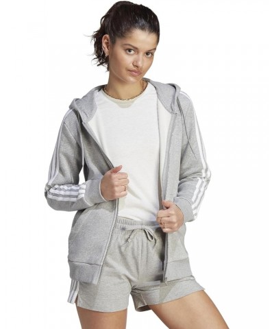 Women's Essentials Full-Zip Hoodie, Medium Grey Heather/White, Large $33.15 Activewear