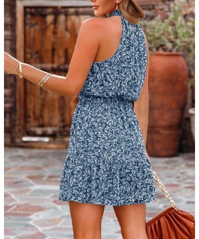 Summer Dress for Women Chiffon Blouses Skirt Spaghetti Sleeveless Tops Halter Ruffle Romper Sun Flowy Summer Outfits X-navy $...