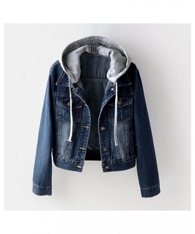 Womens Fleece Lined Denim Jackets,Button Down Hooded Jean Jacket Long Sleeve Oversize Casual Boyfriend Winter Coat Hoodies B-...