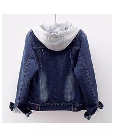 Womens Fleece Lined Denim Jackets,Button Down Hooded Jean Jacket Long Sleeve Oversize Casual Boyfriend Winter Coat Hoodies B-...