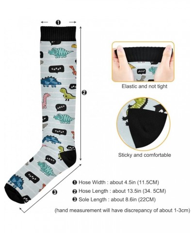 Compression Socks for Women and Men Circulation Long Socks for Athletic Running Cycling Nurse Bubbles Childish Dinosaur Doodl...