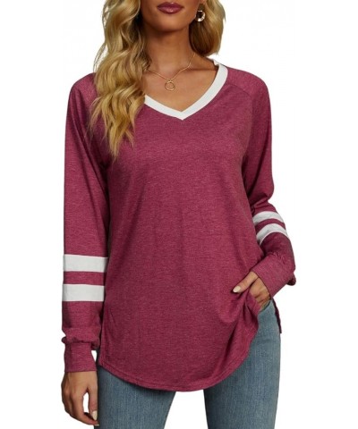 Tunic Tops for Leggings for Women V Neck Long Sleeve Fall Shirts Loose Fit Casual Tops B-plum $11.39 Tops