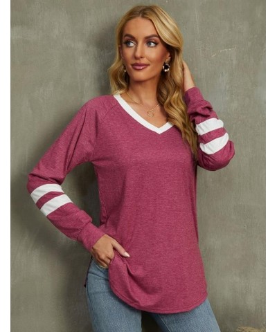 Tunic Tops for Leggings for Women V Neck Long Sleeve Fall Shirts Loose Fit Casual Tops B-plum $11.39 Tops