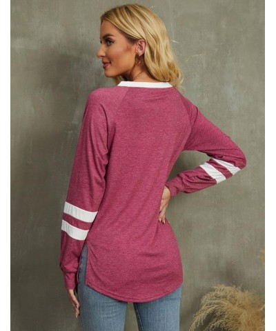 Tunic Tops for Leggings for Women V Neck Long Sleeve Fall Shirts Loose Fit Casual Tops B-plum $11.39 Tops