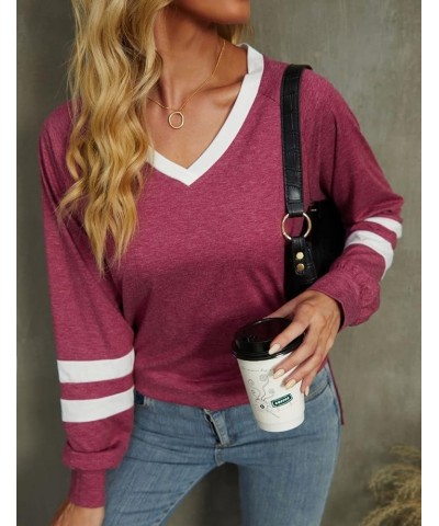 Tunic Tops for Leggings for Women V Neck Long Sleeve Fall Shirts Loose Fit Casual Tops B-plum $11.39 Tops