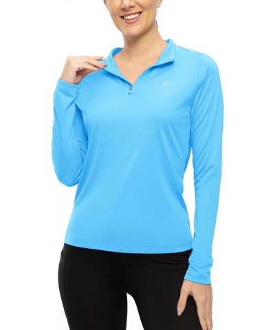 Women's Polo Shirts 1/4 Zip Long Sleeve UPF 50+ Sun Protection Hiking Athletic Shirts Quick Dry Rash Guard 05-blue $11.19 Act...