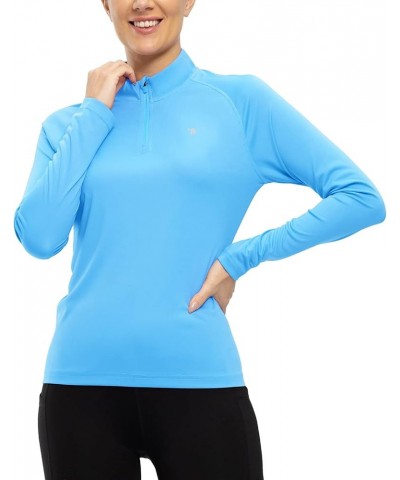 Women's Polo Shirts 1/4 Zip Long Sleeve UPF 50+ Sun Protection Hiking Athletic Shirts Quick Dry Rash Guard 05-blue $11.19 Act...