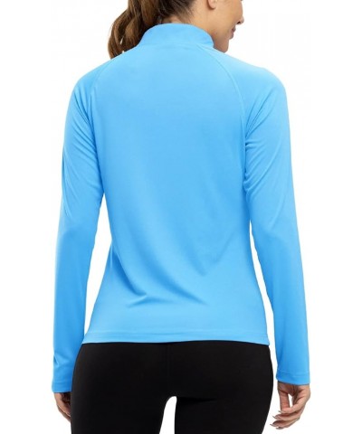 Women's Polo Shirts 1/4 Zip Long Sleeve UPF 50+ Sun Protection Hiking Athletic Shirts Quick Dry Rash Guard 05-blue $11.19 Act...