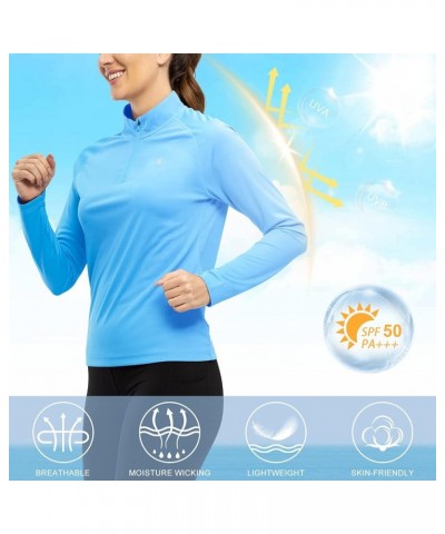 Women's Polo Shirts 1/4 Zip Long Sleeve UPF 50+ Sun Protection Hiking Athletic Shirts Quick Dry Rash Guard 05-blue $11.19 Act...