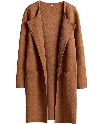 Women's Long Wool Cardigan Sweaters Oversized Fall Dressy Coatigan Knit Winter Coats Light Casual Jackets Brown $15.96 Sweaters