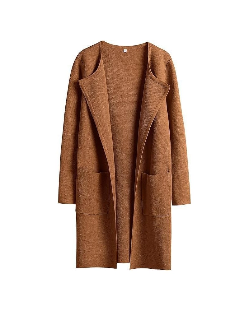 Women's Long Wool Cardigan Sweaters Oversized Fall Dressy Coatigan Knit Winter Coats Light Casual Jackets Brown $15.96 Sweaters