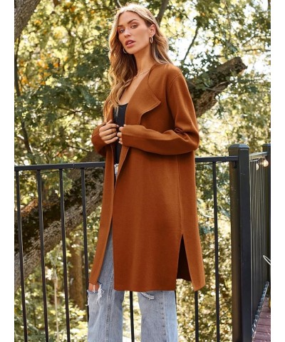 Women's Long Wool Cardigan Sweaters Oversized Fall Dressy Coatigan Knit Winter Coats Light Casual Jackets Brown $15.96 Sweaters