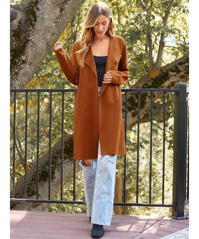 Women's Long Wool Cardigan Sweaters Oversized Fall Dressy Coatigan Knit Winter Coats Light Casual Jackets Brown $15.96 Sweaters