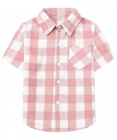 Girls Womens Short Sleeve Summer Button Down Shirts, 12 Months - XL Youth 2 Pink $6.82 Blouses