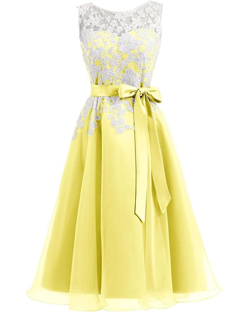 Junior Bridesmaid Dresses Lace Appliques Cocktail Dress Organza Homecoming Dresses Yellow $30.82 Dresses