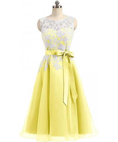 Junior Bridesmaid Dresses Lace Appliques Cocktail Dress Organza Homecoming Dresses Yellow $30.82 Dresses