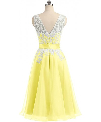 Junior Bridesmaid Dresses Lace Appliques Cocktail Dress Organza Homecoming Dresses Yellow $30.82 Dresses