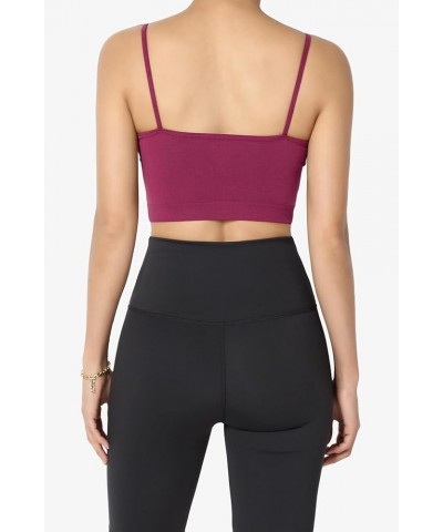 Women's Sleeveless Bustier Crop Top Cage Crisscross Cutout Bralette Bra Top Magenta/Removable Pad $9.66 Tanks