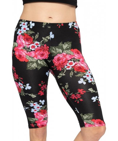 Women's Oh So Soft Plus Size Full and Knee Length Leggings | Small to 7X Knee Length Black Floral $10.80 Leggings