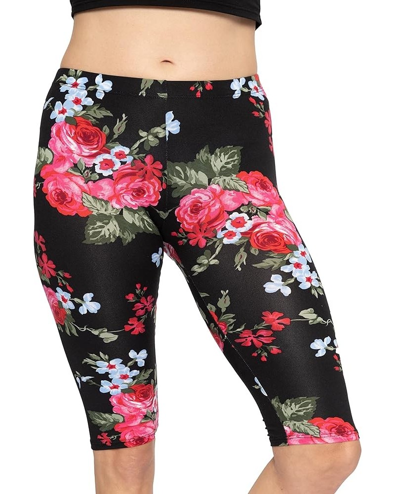 Women's Oh So Soft Plus Size Full and Knee Length Leggings | Small to 7X Knee Length Black Floral $10.80 Leggings