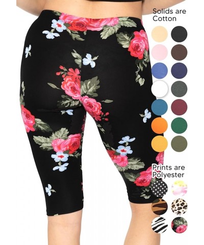 Women's Oh So Soft Plus Size Full and Knee Length Leggings | Small to 7X Knee Length Black Floral $10.80 Leggings