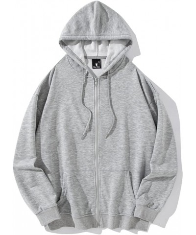Womens Zip Up Y2K Hoodies Long Sleeve Fall Oversized Casual Drawstring Drop Shoulder Sweatshirts Jacket with Pocket Gray $15....