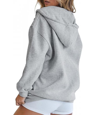 Womens Zip Up Y2K Hoodies Long Sleeve Fall Oversized Casual Drawstring Drop Shoulder Sweatshirts Jacket with Pocket Gray $15....