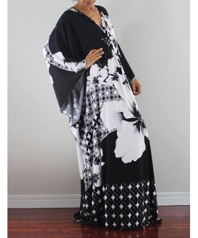 Plus Size Beach Kaftans for Women Loose V Neck Open Side Bathing Suit Cover Ups Lounge Dresses Print 21 $16.95 Swimsuits