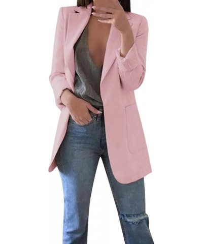 Womens Casual Blazers Open Front Business Long Sleeve Jackets Plus Size Lightweight Work Office Blazer Cardigan 10 Pink $10.0...