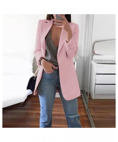 Womens Casual Blazers Open Front Business Long Sleeve Jackets Plus Size Lightweight Work Office Blazer Cardigan 10 Pink $10.0...