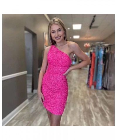 One Shoulder Sequin Homecoming Dress Tight Short Prom Dress Sparkly Backless Cocktail Mini Dress for Teens Gold $34.56 Dresses