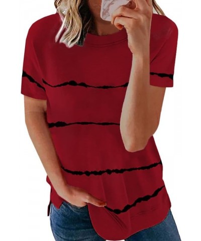 SHEWIN Womens Short Sleeve Crewneck Shirts Loose Casual Tee T-Shirt A Red $11.24 T-Shirts
