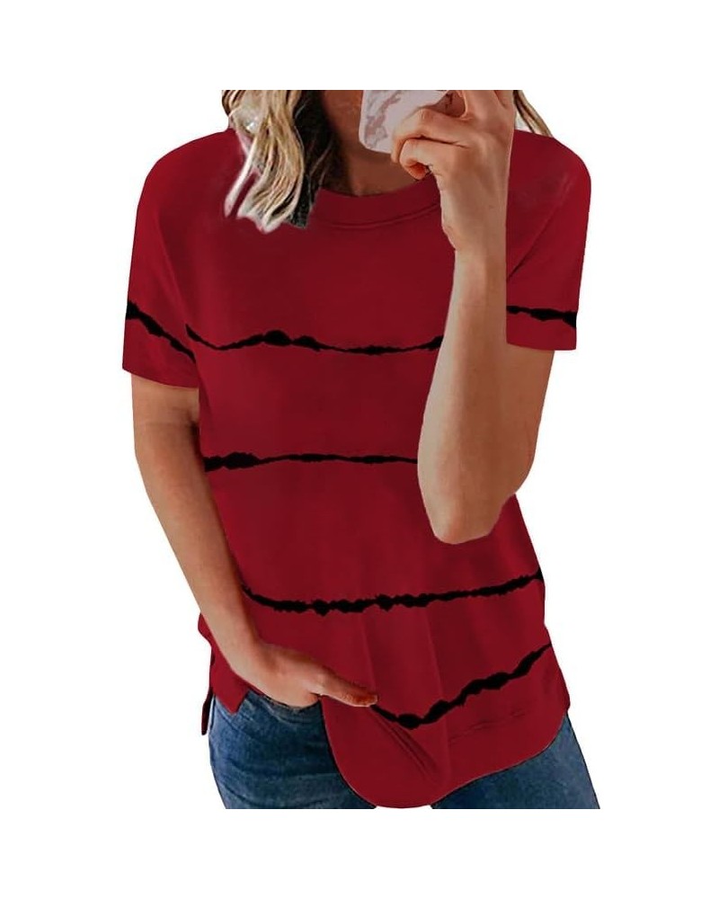 SHEWIN Womens Short Sleeve Crewneck Shirts Loose Casual Tee T-Shirt A Red $11.24 T-Shirts