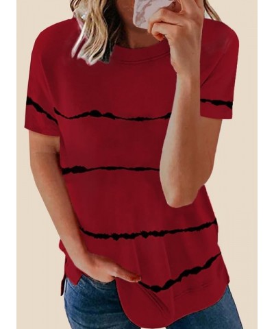 SHEWIN Womens Short Sleeve Crewneck Shirts Loose Casual Tee T-Shirt A Red $11.24 T-Shirts