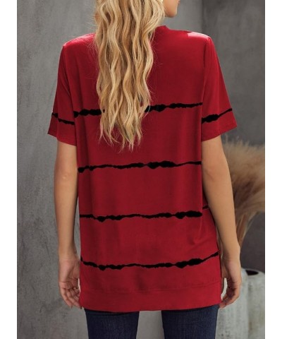 SHEWIN Womens Short Sleeve Crewneck Shirts Loose Casual Tee T-Shirt A Red $11.24 T-Shirts