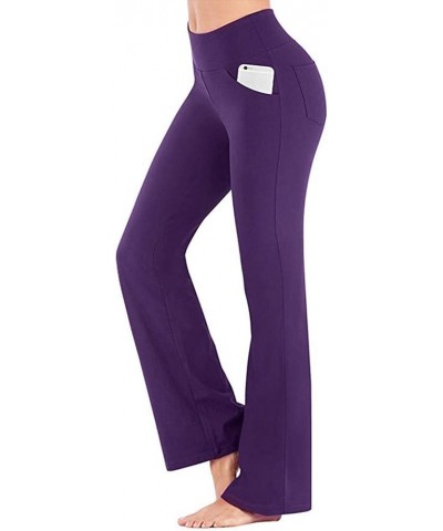 Women's Bootcut Yoga Pants High Waist Flare Leggings Tummy Control Workout Running Pants Stretch Slim Bootleg Pant Purple $6....
