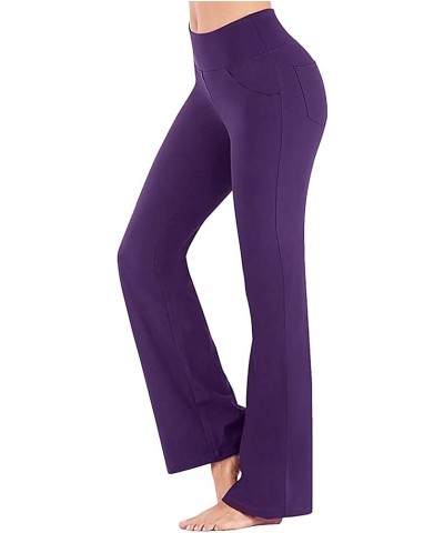 Women's Bootcut Yoga Pants High Waist Flare Leggings Tummy Control Workout Running Pants Stretch Slim Bootleg Pant Purple $6....