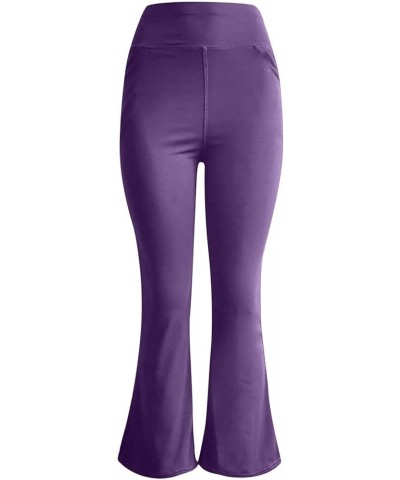 Women's Bootcut Yoga Pants High Waist Flare Leggings Tummy Control Workout Running Pants Stretch Slim Bootleg Pant Purple $6....