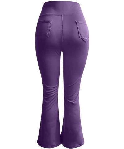 Women's Bootcut Yoga Pants High Waist Flare Leggings Tummy Control Workout Running Pants Stretch Slim Bootleg Pant Purple $6....