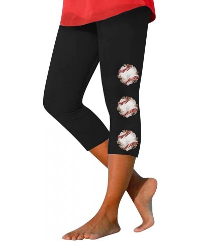 Capri Leggings for Women High Waisted Baseball Print Leggings for Women Athletic Trendy Tights Yoga Workout Pants A05 $7.94 A...