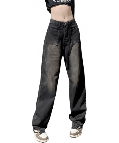 Women Y2k Baggy Jeans Wide Straight Leg High Waist Denim Pants Vintage Harajuku Loose Casual Trousers Streetwear Distressed B...