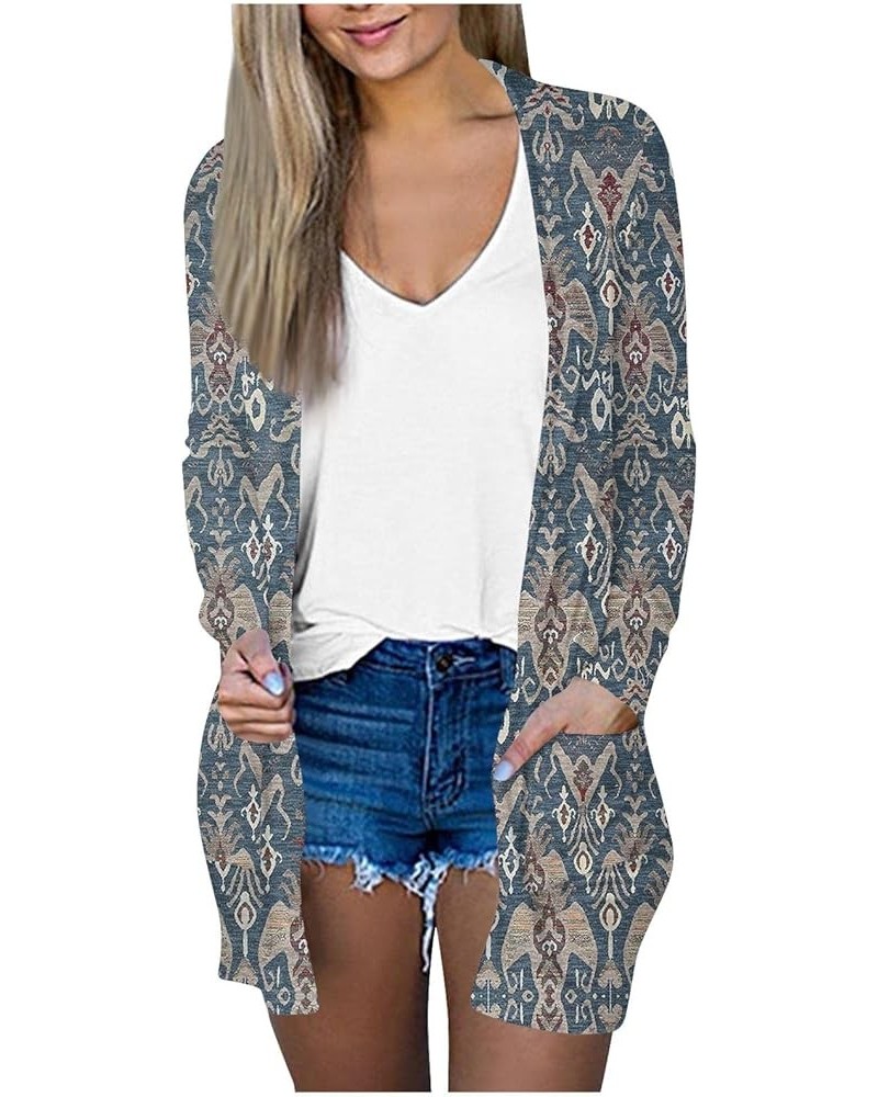 Long Sleeve Cardigan for Women Overszied Open Front Kimono Jackets with Pockets Slim Fit Comfort Outwear Shirts 4-navy $10.80...