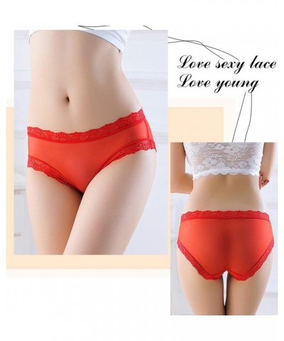 Transparent Lingerie Low Color Breathable Women's Underpants Sexy Fashion 5PCS Mesh Lace Solid Waist Long Ling Red $11.39 Lin...