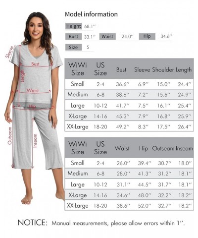 Pajamas Set for Women Summer Sleepwear Soft Tops Capri Pants Viscsoe from Bamboo Lounge Pjs S-XXL A-navy $25.19 Sleep & Lounge