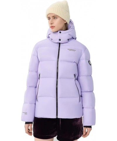 Eileen Gu Ailing Same Style Women's Thickened Winter Down Jacket, Detachable Hood Down Jacket Fashion Casual Jacket Purple $1...