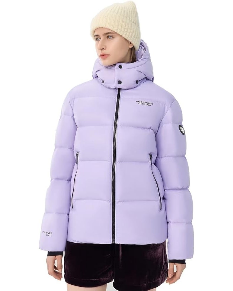 Eileen Gu Ailing Same Style Women's Thickened Winter Down Jacket, Detachable Hood Down Jacket Fashion Casual Jacket Purple $1...